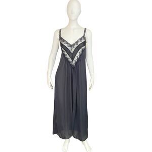 Y2K Jill Andrea NY Women M Black Lace Maxi Slip Dress Whimsigoth Coquette Withcy